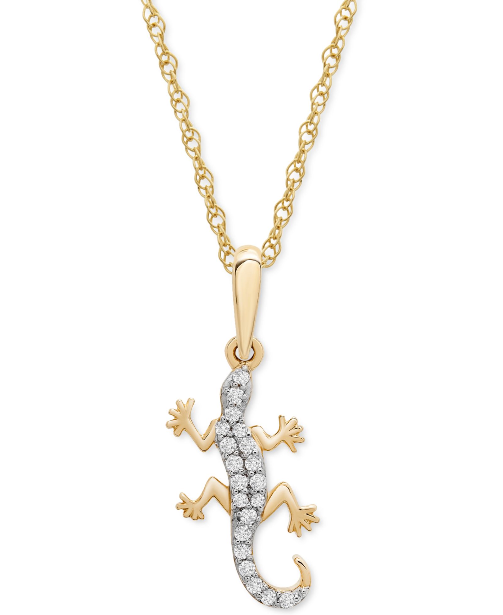 Wrapped™ колье-подвеска Diamond Lizard 18" (1/10 ct. t.w.) в золоте 10k