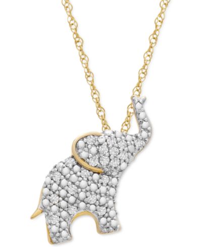 Подвеска-кулон Wrapped™ Diamond Elephant 18" в 10k Gold