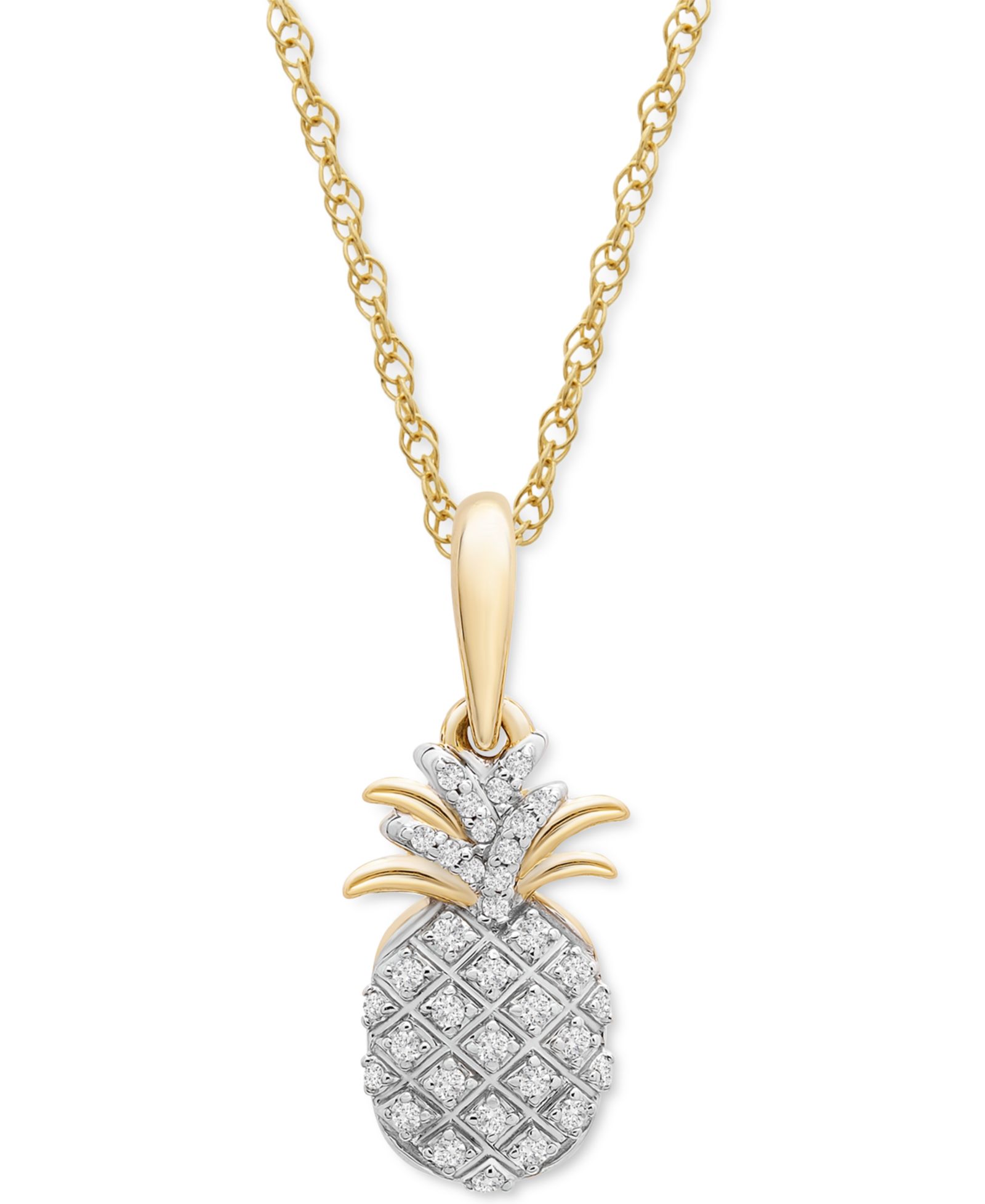 Wrapped™ Diamond Pineapple 18" Pendant Necklace (1/10 ct. t.w.) in 10k Gold