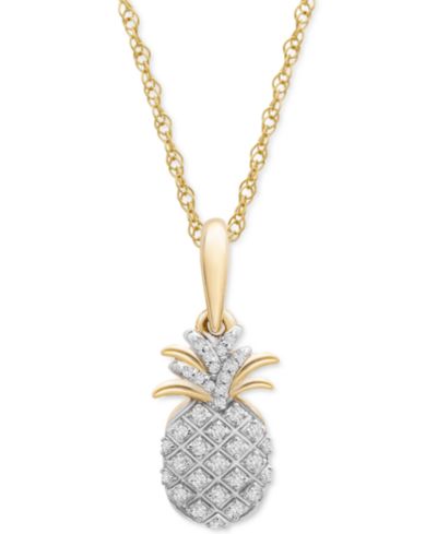 Wrapped™ подвеска-кулон ананас с бриллиантами 18" (1/10 ct. t.w.) в 10k золоте