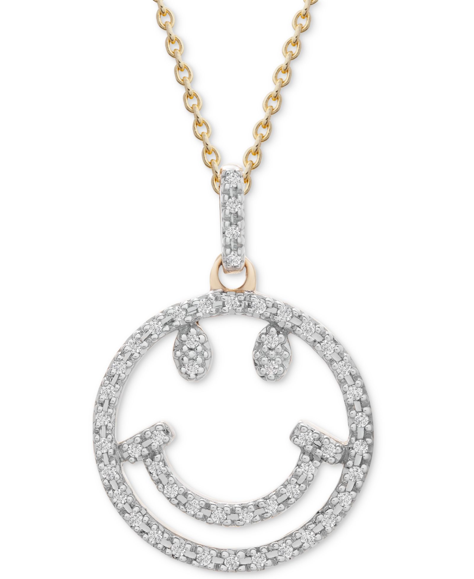 Подвеска Wrapped™ Diamond Smiley Face 18" в 10k Gold