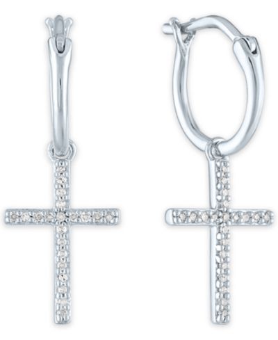 Серьги-подвески Diamond Cross (1/10 ct. t.w.) из стерлингового серебра