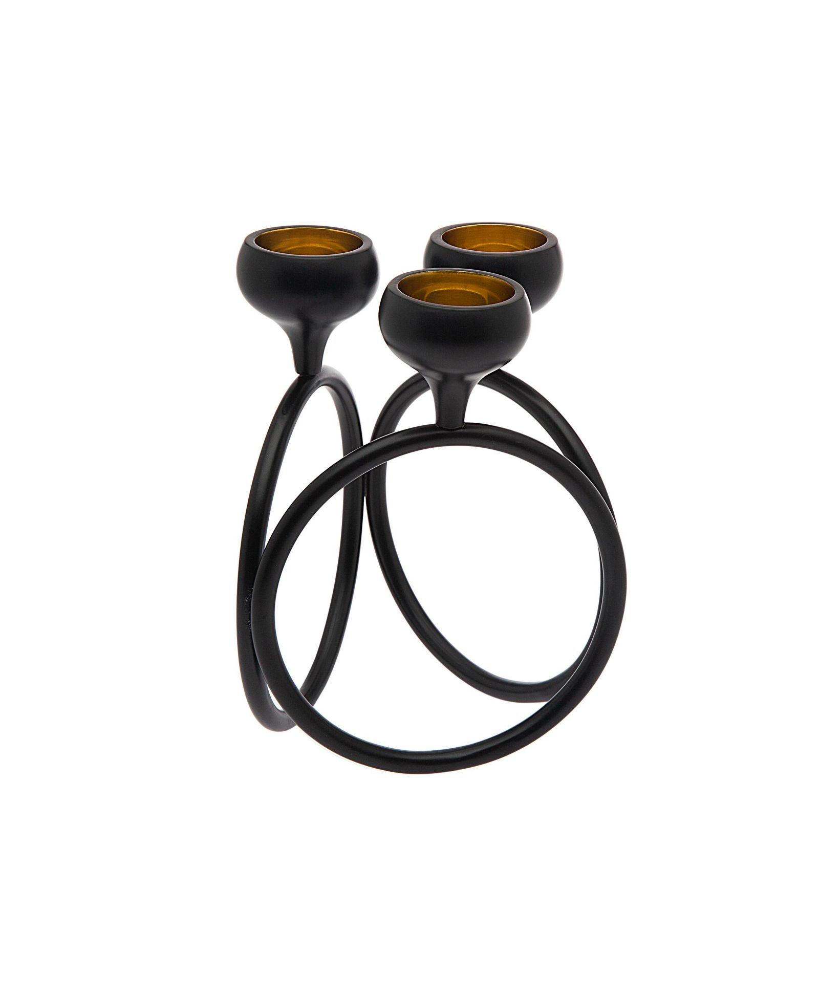 Godinger Black Two Tone Cast Aluminuim Three Light Candleabra