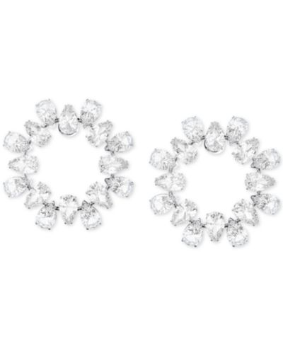 Серьги-гвоздики Swarovski с кристаллами в серебряном цвете
