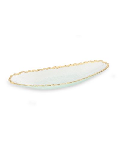 Стеклянный овальный поднос Classic Touch 15"L с золотым краем
