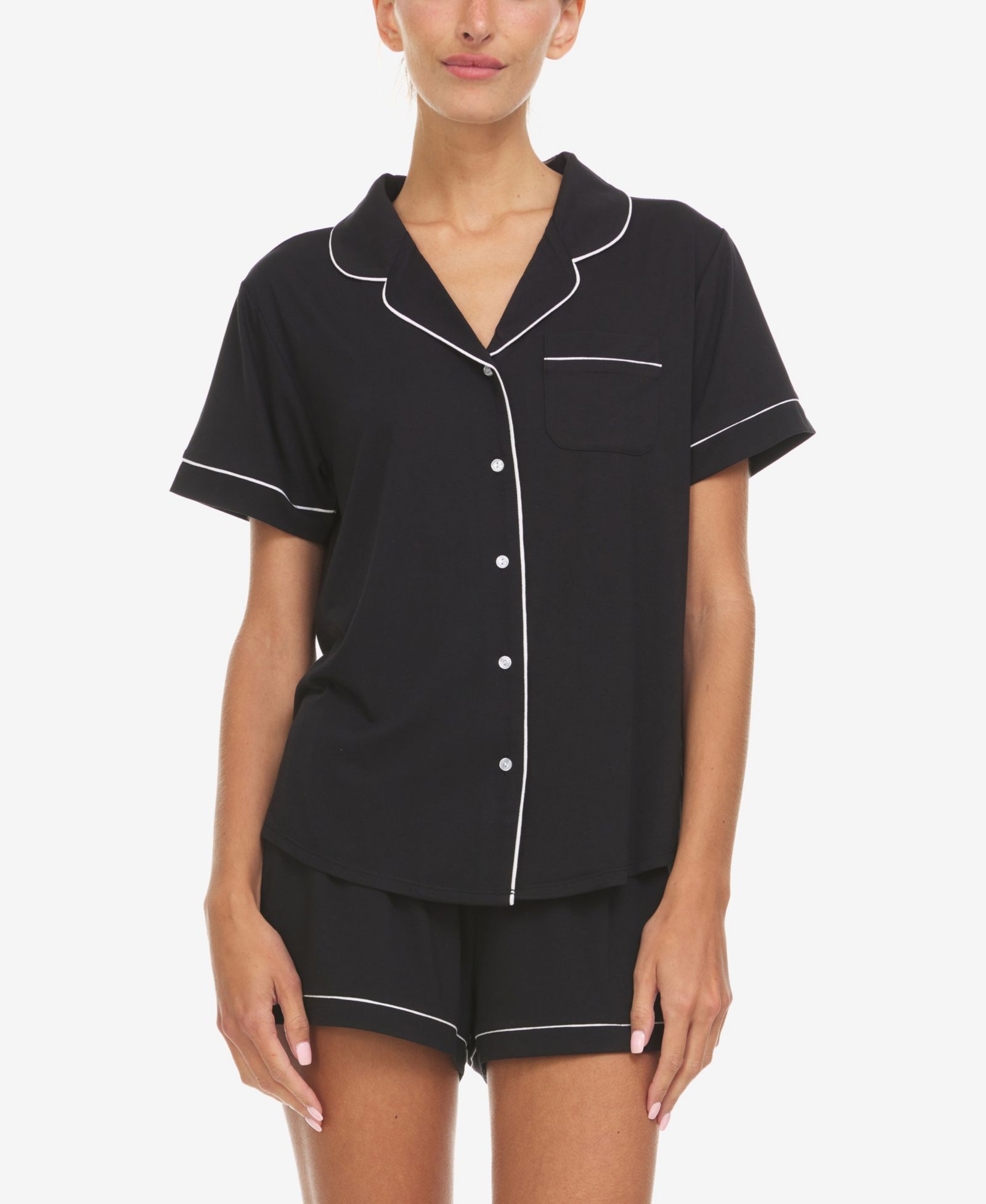 Flora by Flora Nikrooz Women's Annie Button-Down Shorty Notch Pajama Set, 2-Piece