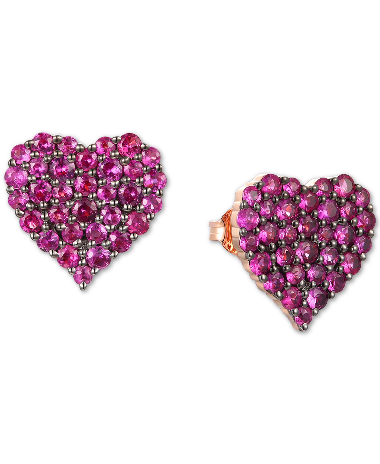 Серьги-гвоздики Le Vian® Passion Ruby™ Heart Cluster в 14k Rose Gold