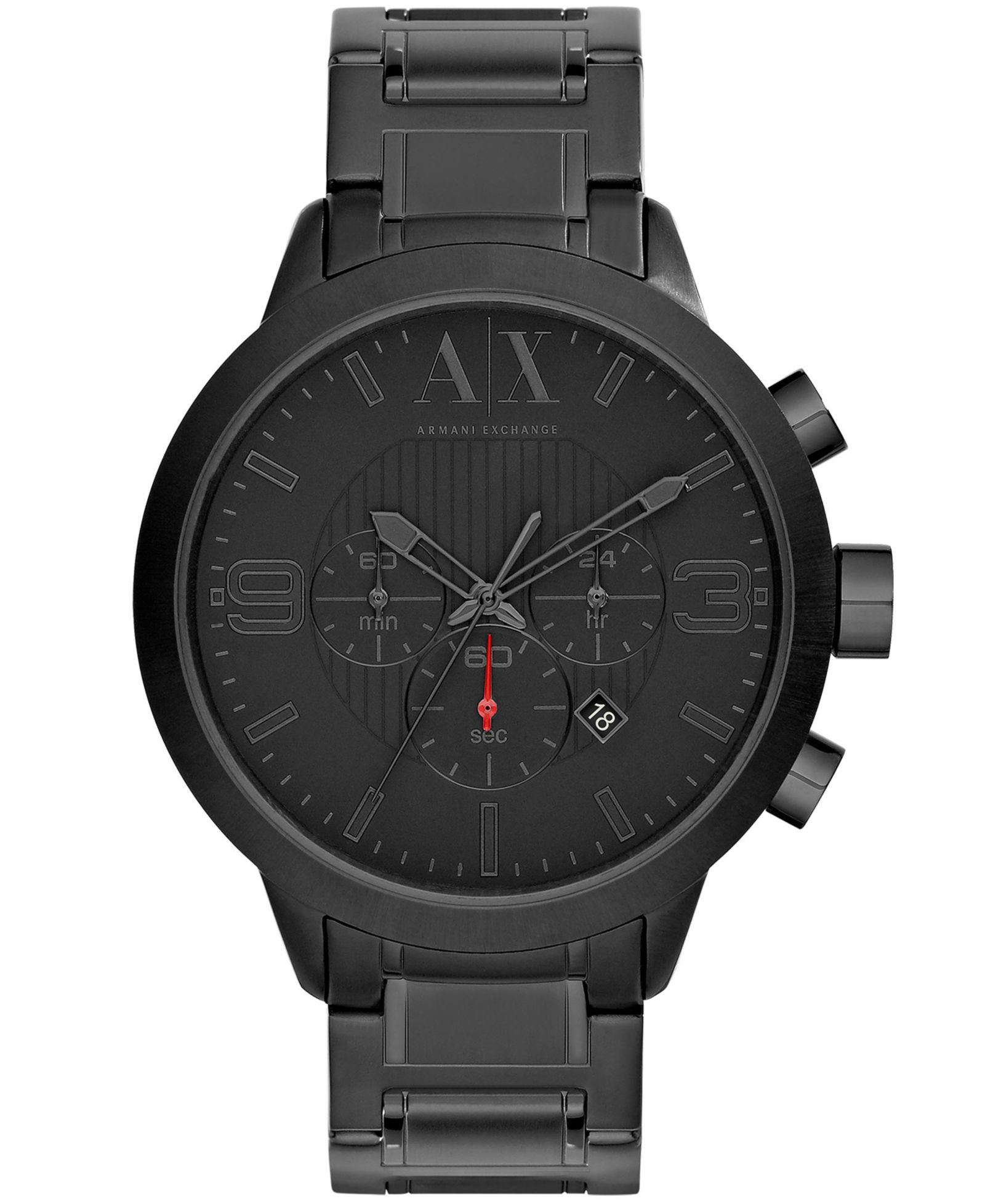 A|X Armani Exchange Мужские Chronograph Black Stainless Steel Bracelet Watch 49mm