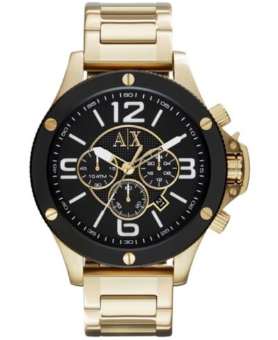 A|X Armani Exchange Men's Chronograph Gold Tone Stainless Steel Bracelet Watch 48mm