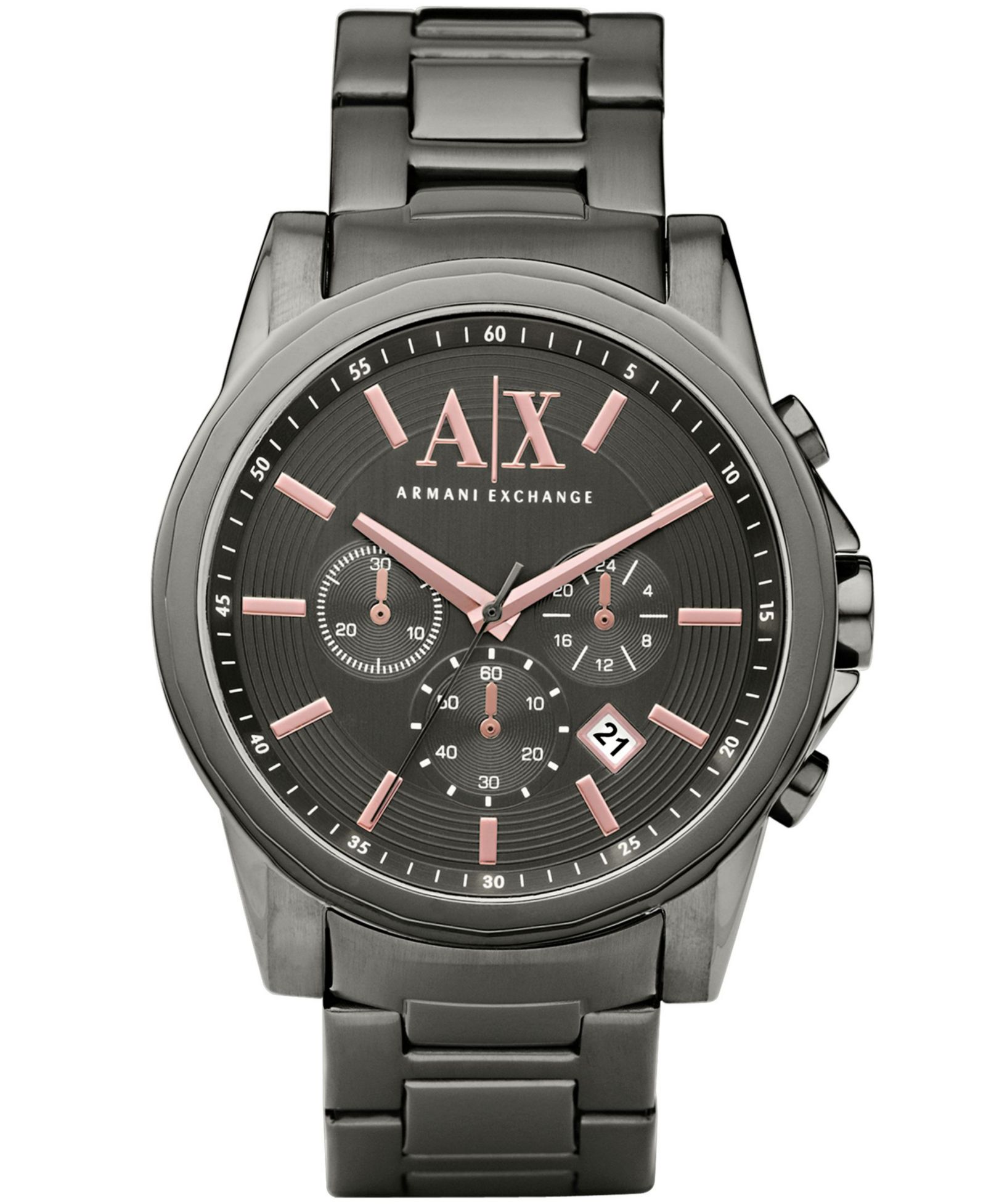 A|X Armani Exchange Men's Chronograph Gunmetal Gray Stainless Steel Bracelet Watch 45mm