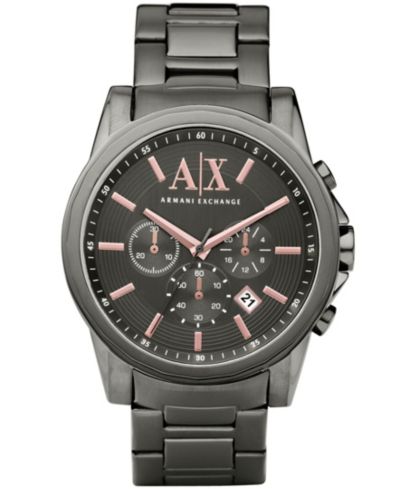 Мужские часы A|X Armani Exchange Chronograph Gunmetal Gray Stainless Steel 45mm