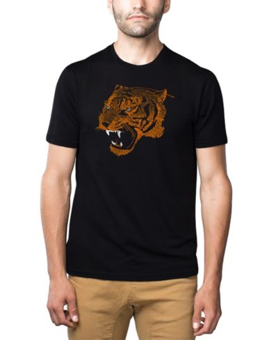 LA Pop Art Men's Cotton/Poly Blend Word Art Beast Mode Tiger T-shirt
