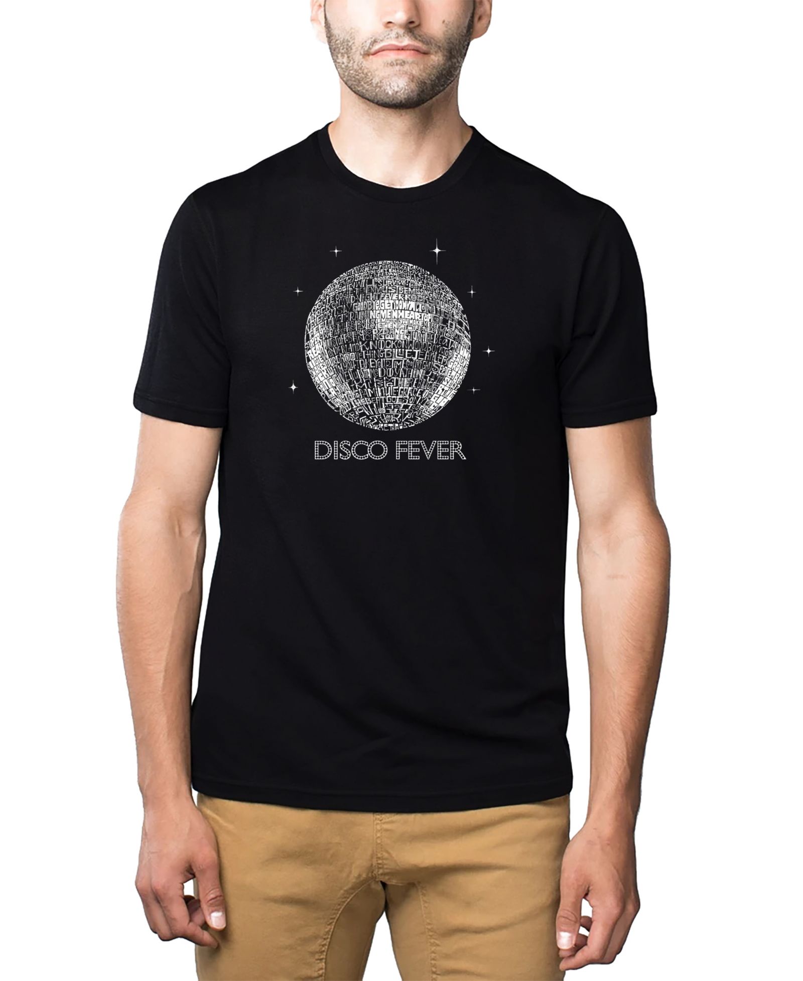 LA Pop Art Men's Cotton/Poly Blend Word Art Disco Ball T-shirt