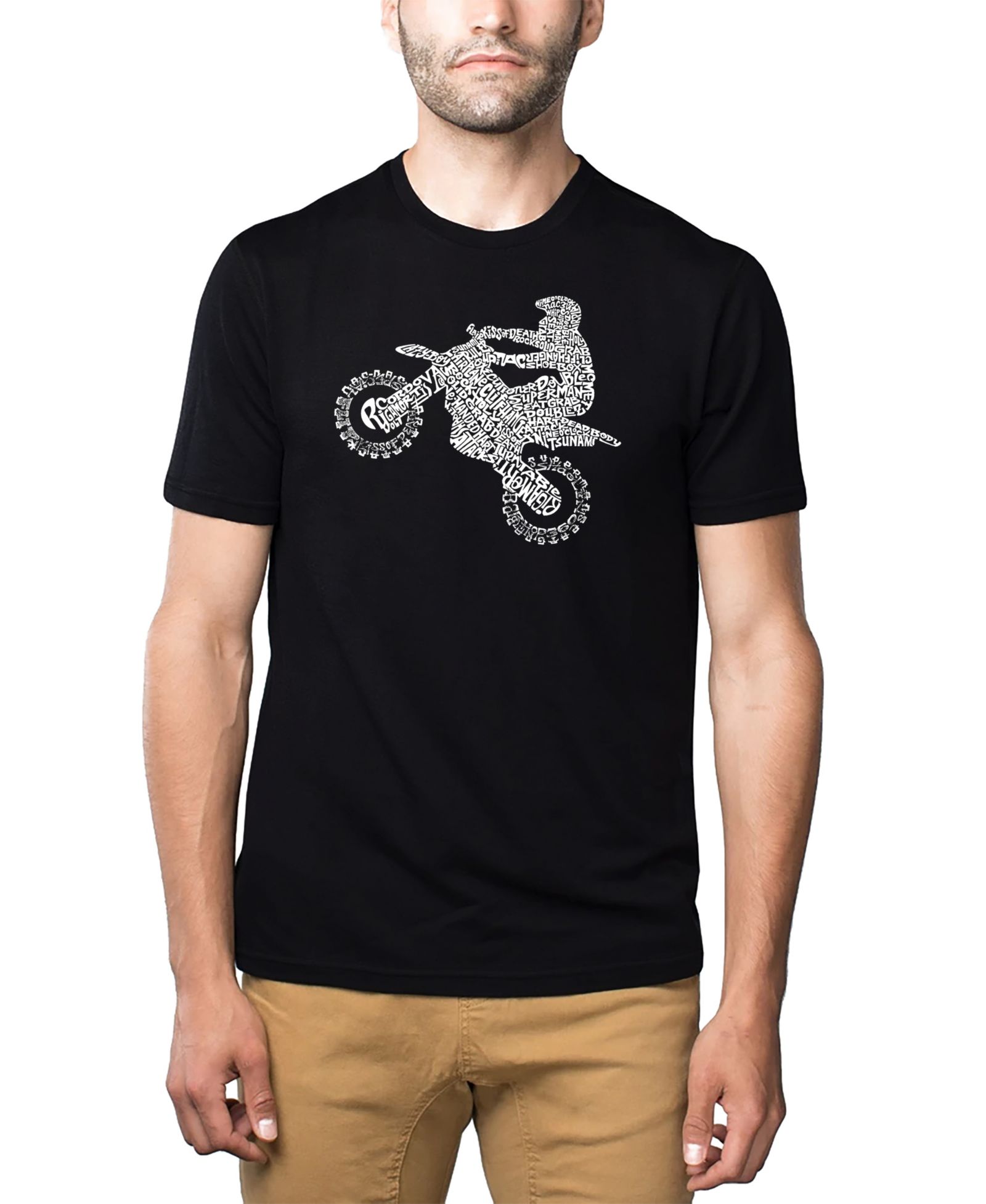 LA Pop Art Men's Cotton/Poly Blend Word Art Freestyle Motocross FMX T-shirt