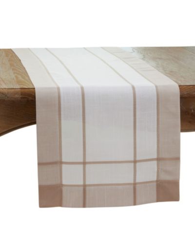 Saro Lifestyle Long Table Runner with Banded Border Design, 72" x 16"