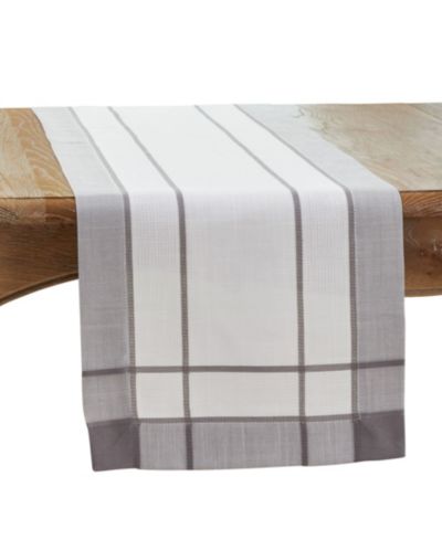 Saro Lifestyle Long Table Runner with Banded Border Design, 90" x 16"