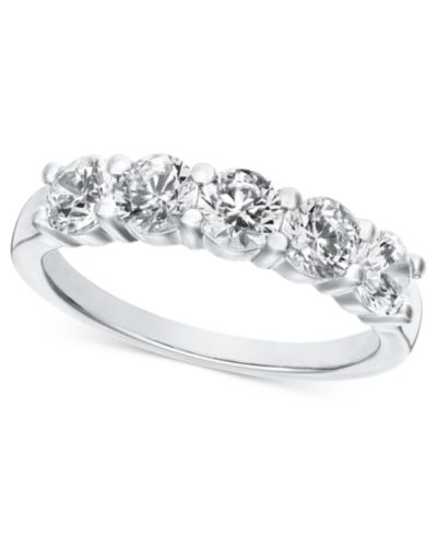 Кольцо с бриллиантами 5 камней (1 1/2 ct. t.w.) в белом золоте 14k