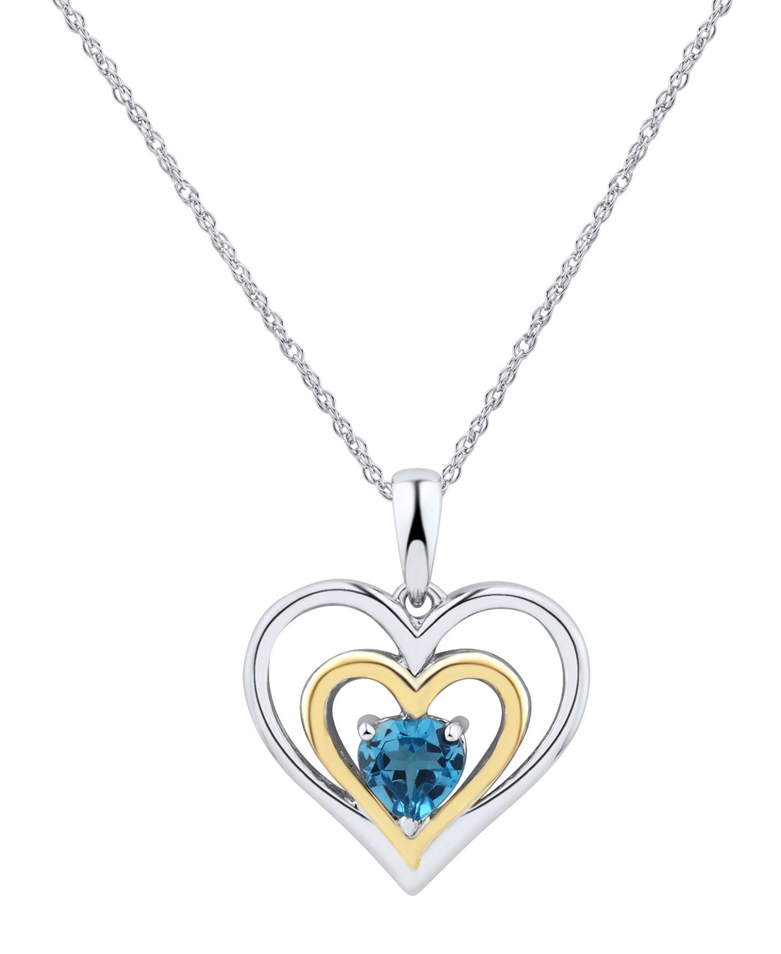 Подвеска-ожерелье Swiss Blue Topaz Heart 18" (1/2 ct. t.w.) из стерлингового серебра и 14k Gold