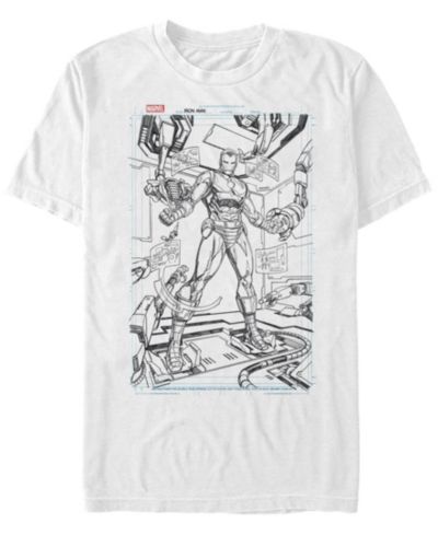 Fifth Sun Мужская футболка Ironman Sketch с коротким рукавом и круглым вырезом