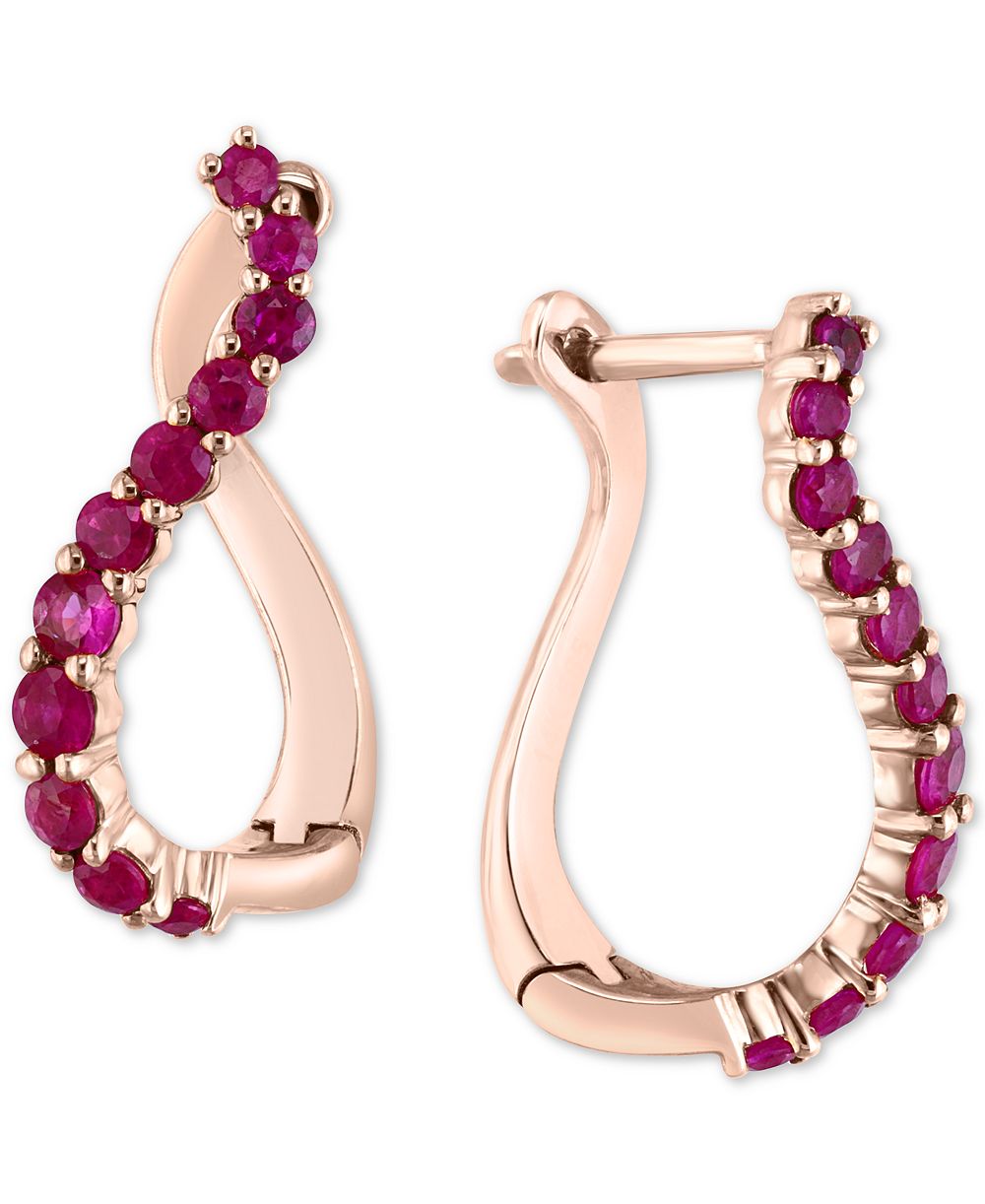 Серьги-кольца LALI Jewels Ruby Swirl 14k Rose Gold