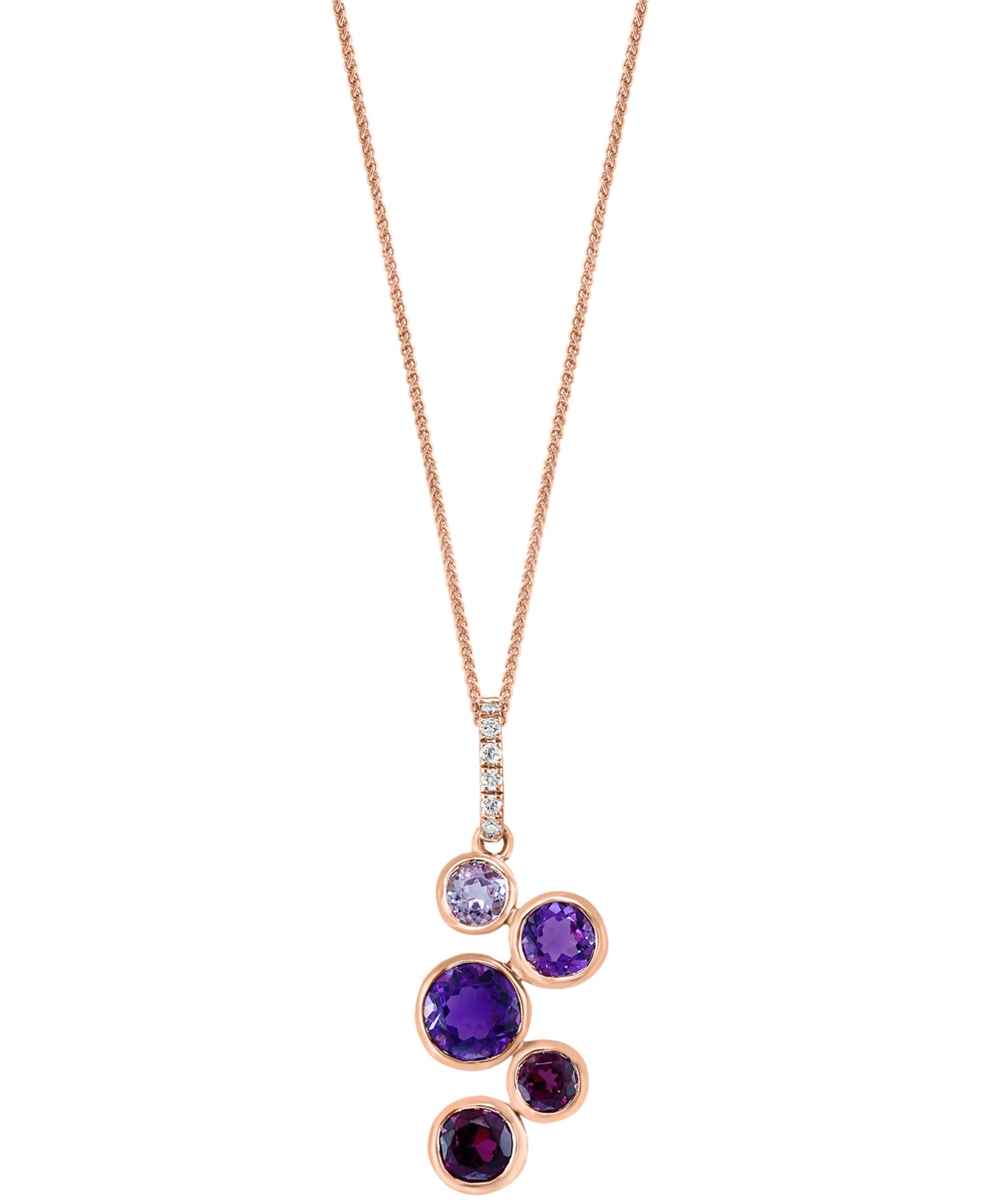LALI Jewels подвеска с многоцветными драгоценными камнями и бриллиантами в оправе Bezel 18" из розового золота 14k