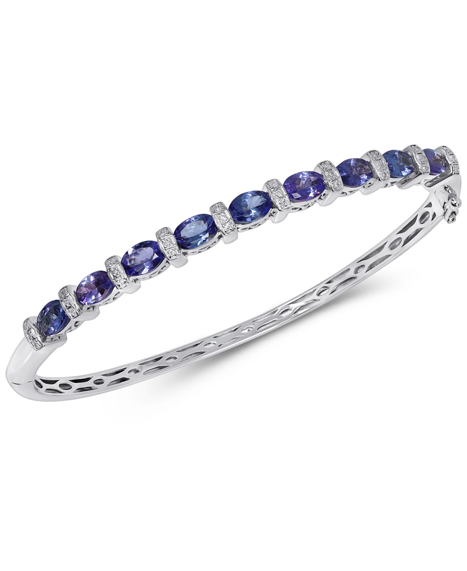 Браслет-бэнгл с танзанитом (4 ct. t.w.) и бриллиантом (1/10 ct. t.w.) в серебре