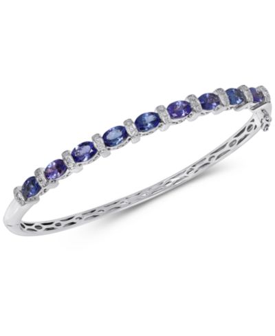 Браслет-бэнгл с танзанитом (4 ct. t.w.) и бриллиантом (1/10 ct. t.w.) в серебре