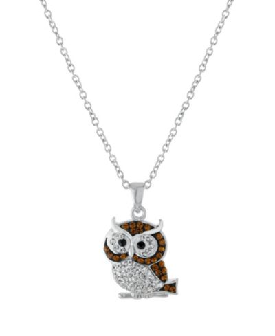 Подвеска Crystal Owl с удлинителем 16+2" Silver Plated