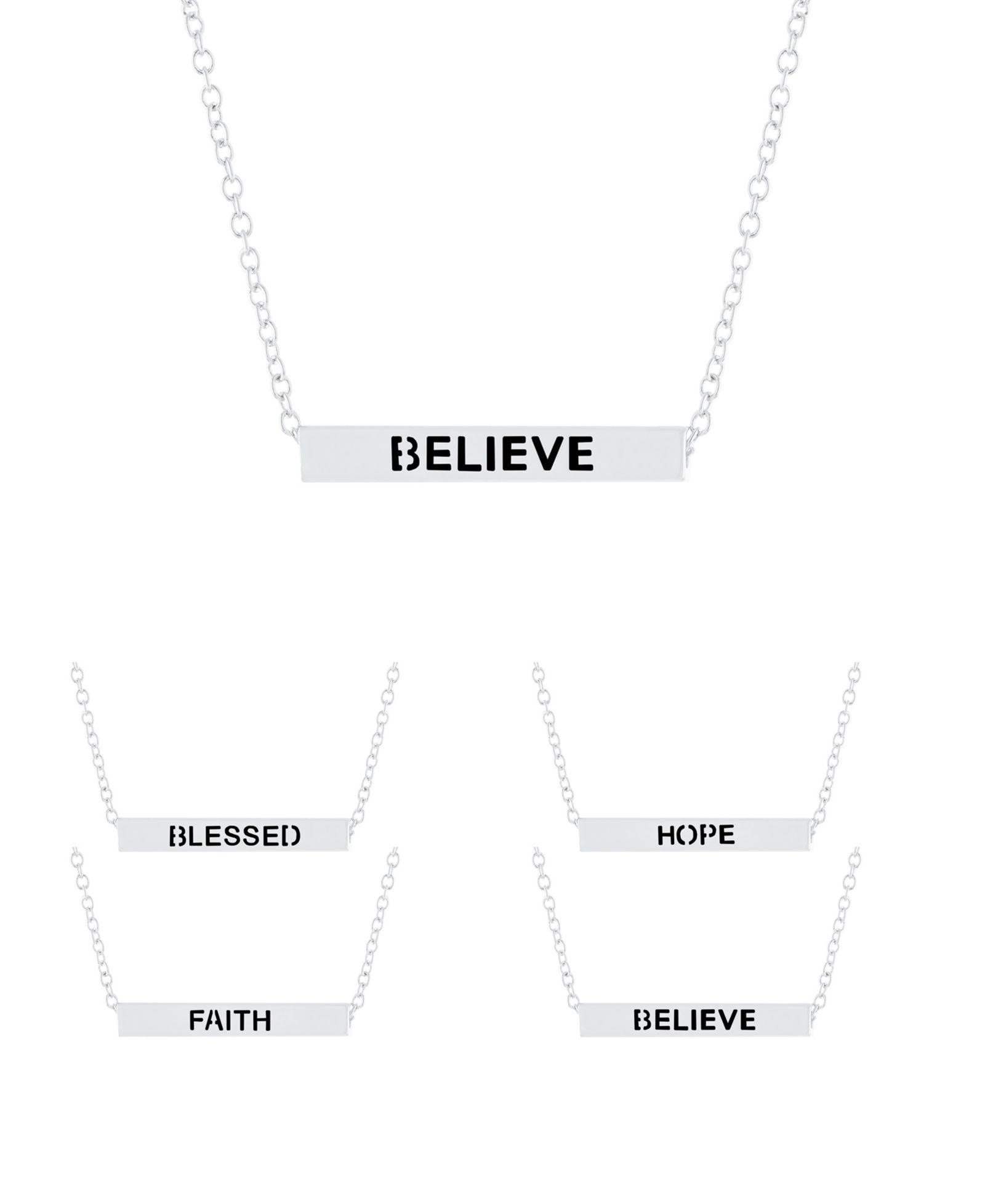 Inspirational Blessed Hope Believe Faith серебряное колье с подвеской 16+2"