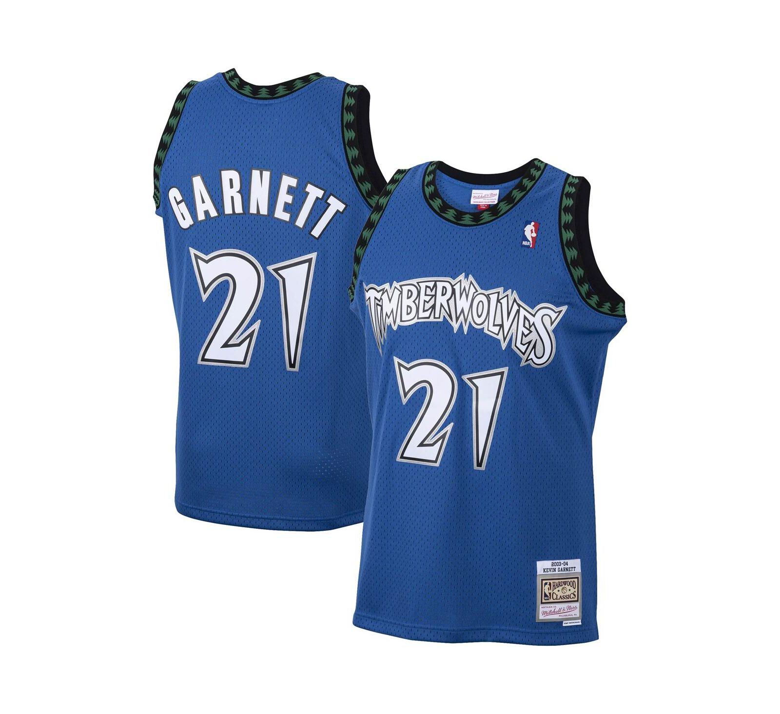 Мужская джерси Mitchell & Ness Kevin Garnett Blue Minnesota Timberwolves 2001/02 Hardwood Classics Swingman