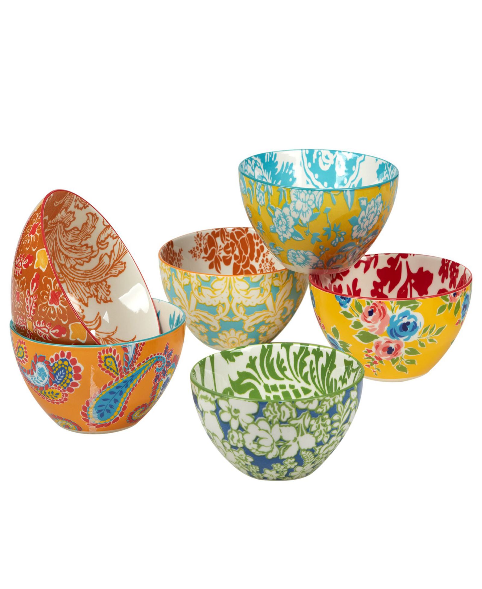 Damask Floral All Purpose Bowls, Set of 6