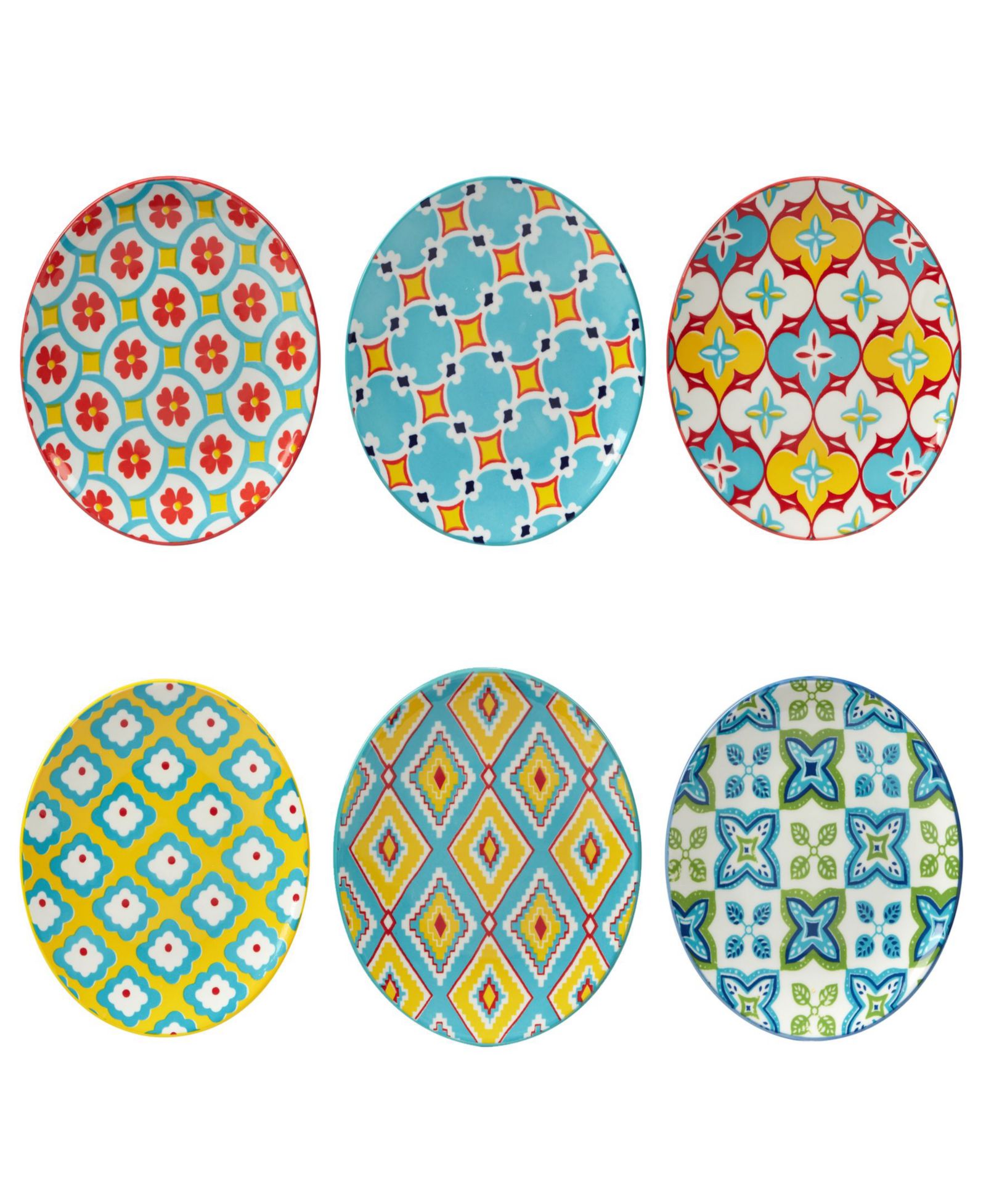 Damask Floral Canape Plates, Set of 6