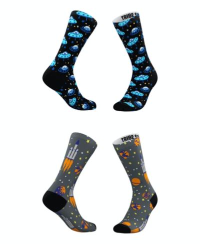 Men's and Women's Blue Blastoff Socks, Set of 2