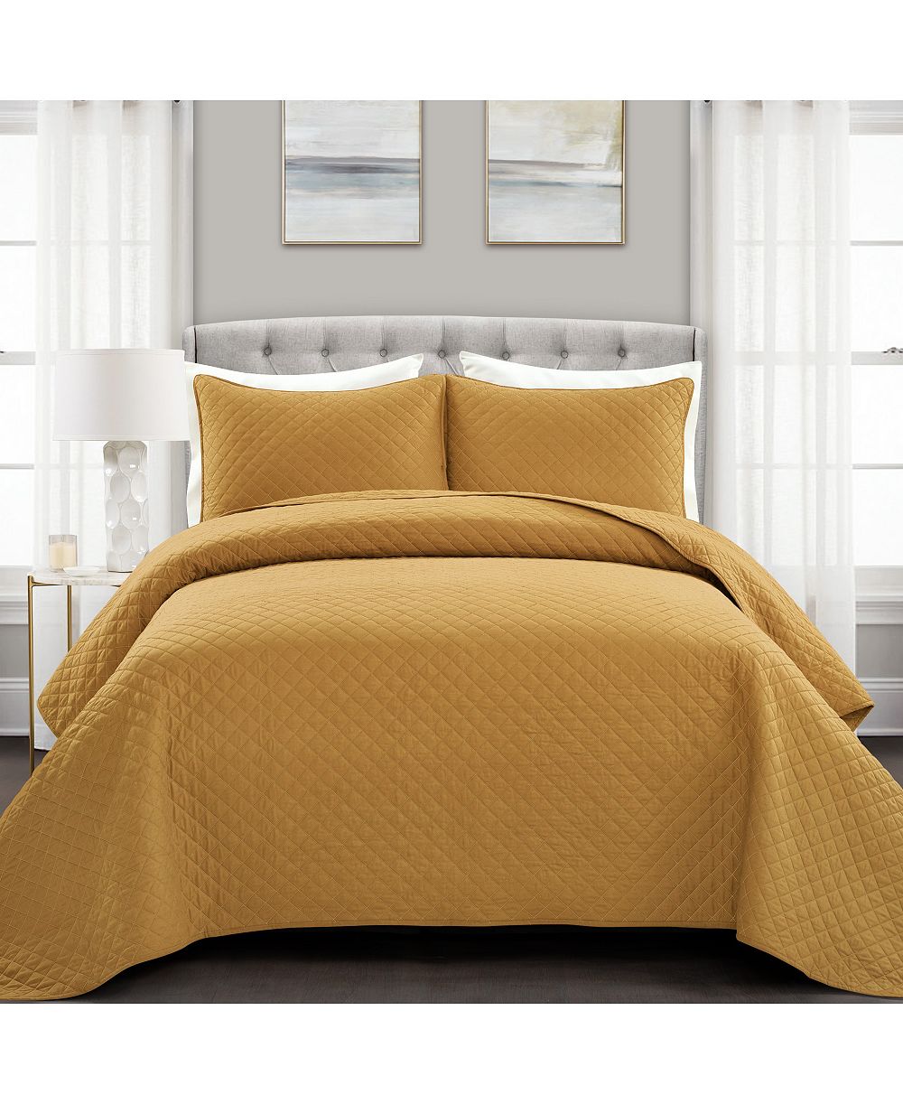 Lush Décor Ava Cotton 3 Piece Quilt Set, Full/Queen
