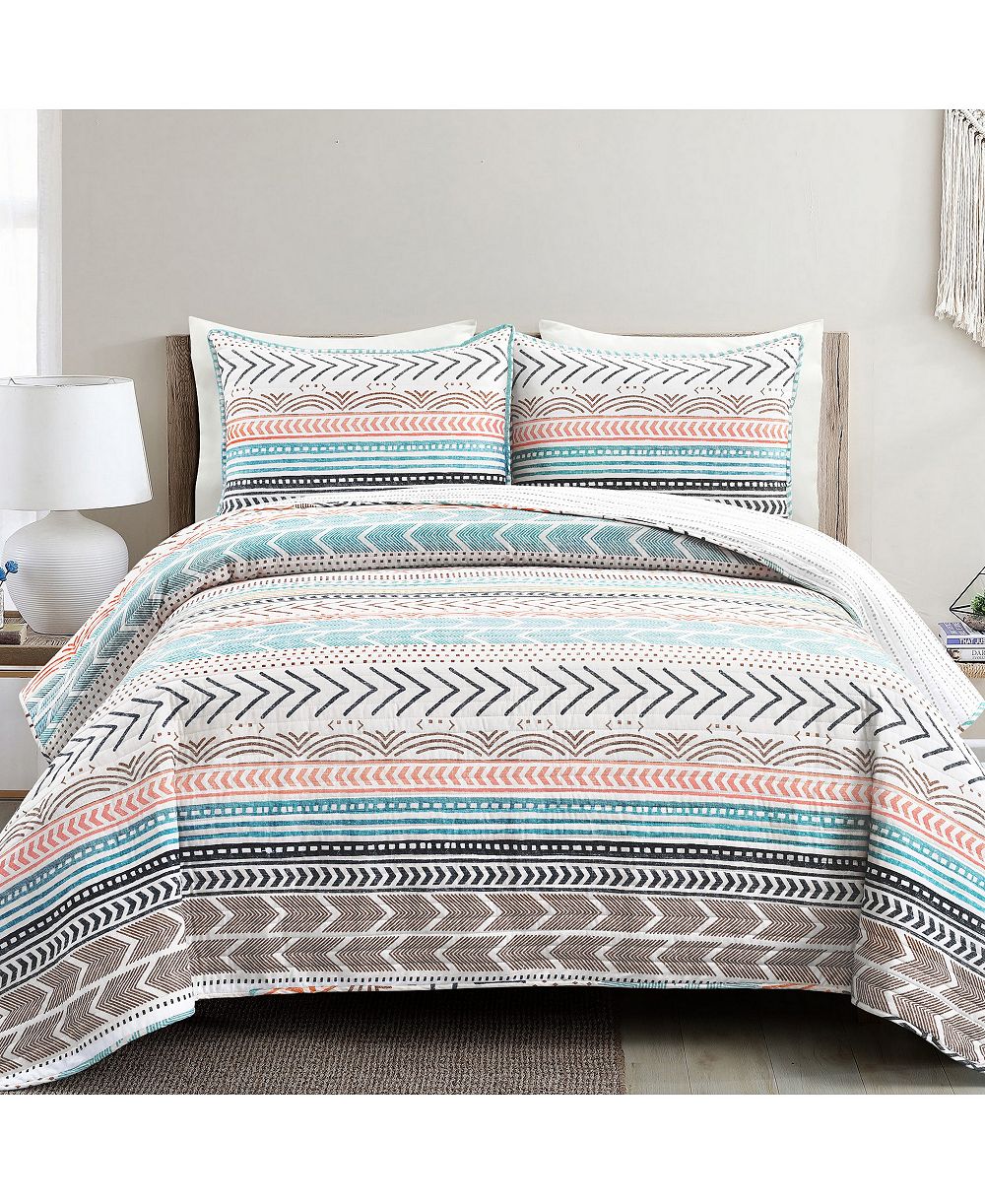 Lush Décor Hygge Geo 3 Piece Quilt Set, King