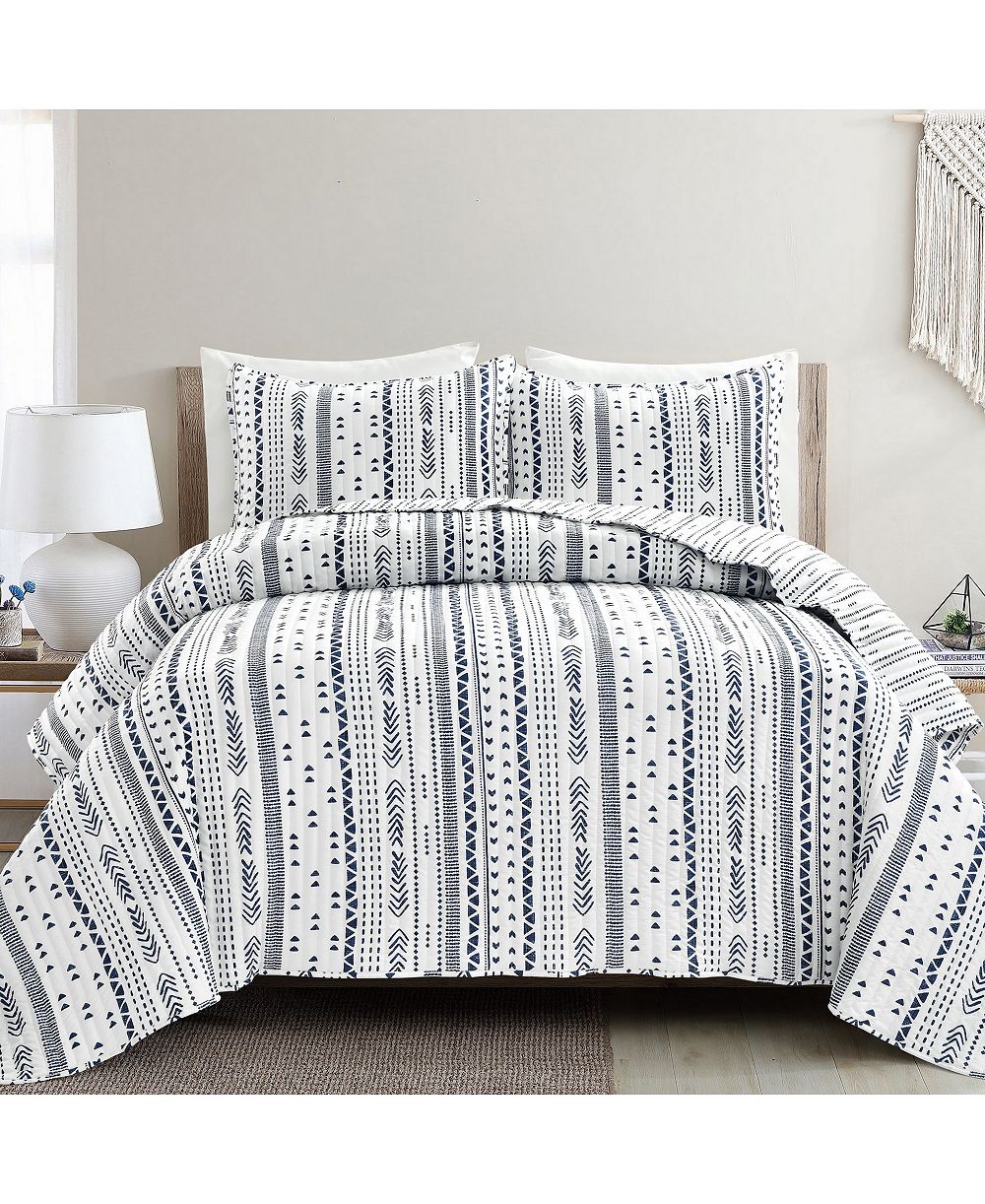 Lush Décor Hygge Stripe 3 Piece Quilt Set, Full/Queen