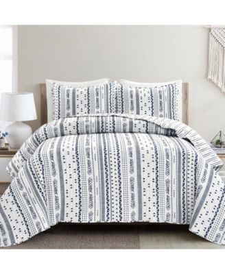 Lush Décor Hygge Stripe 3 Piece Quilt Set, King