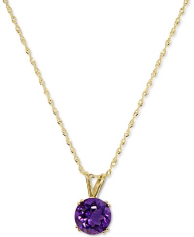Gemstone Solitaire Pendant Necklace in 14k Gold, 16" + 2" extender