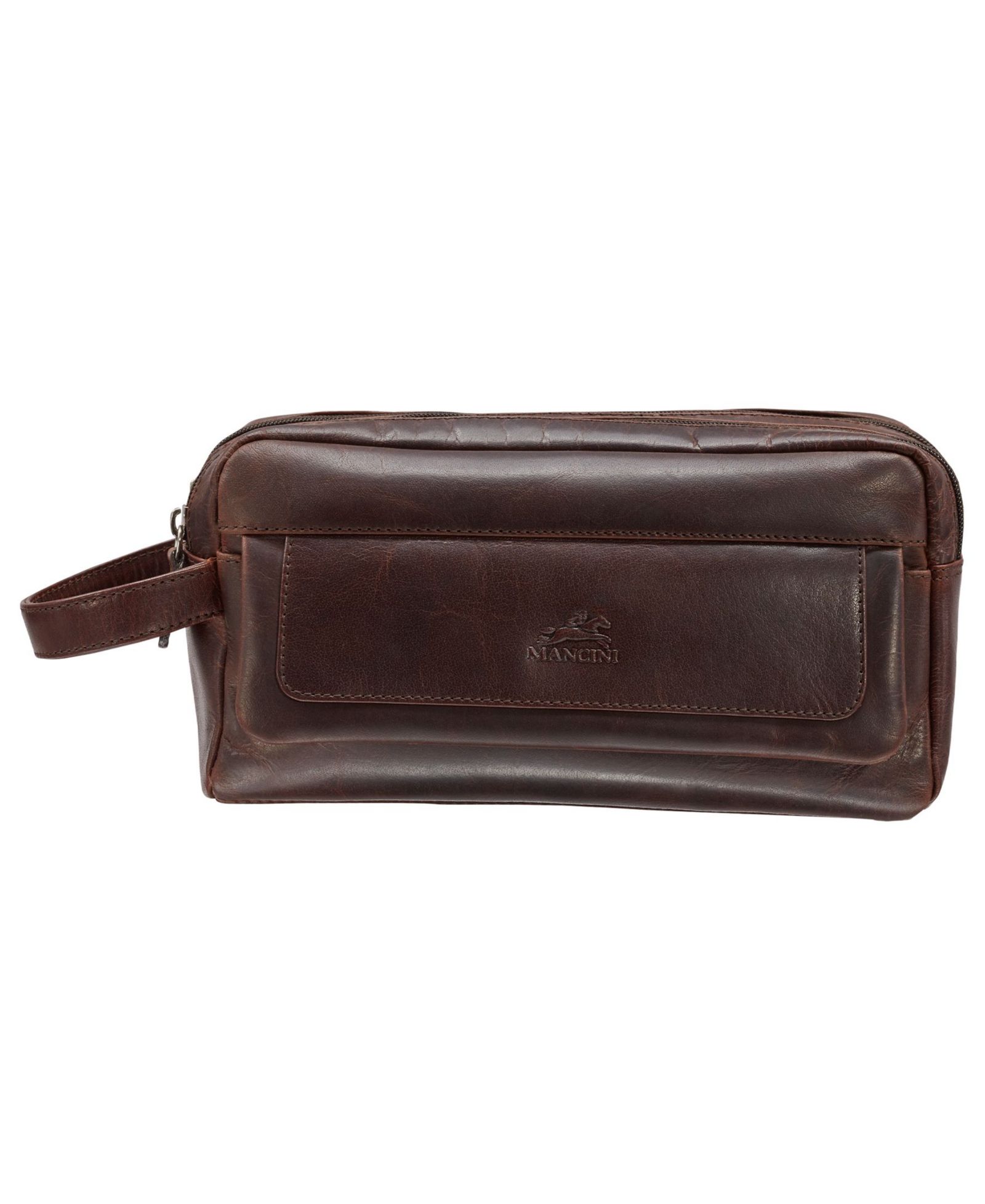 Mancini Men's Double Compartment Top Zipper Toiletry Bag