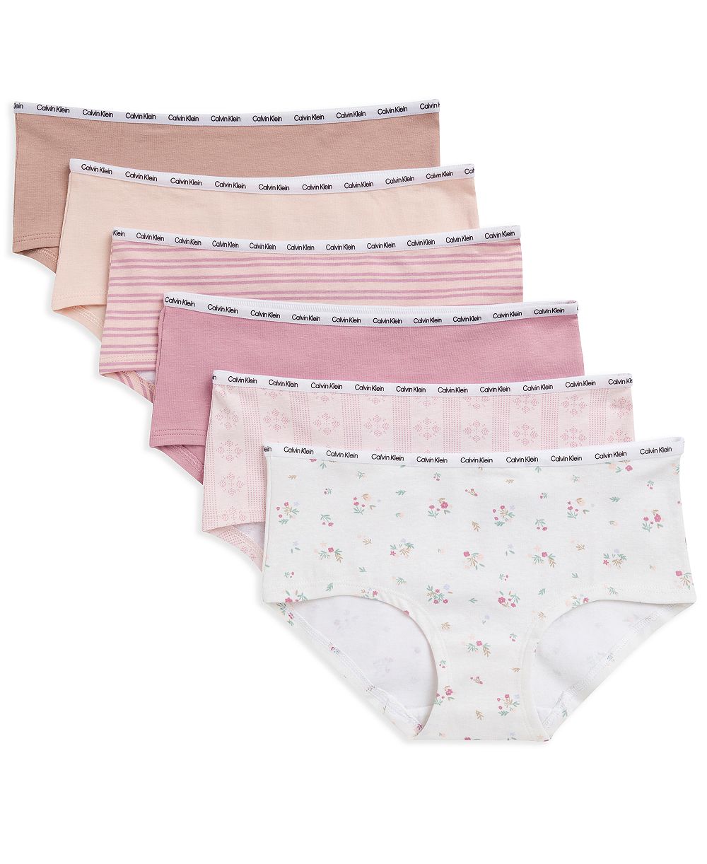Calvin Klein Big Girls Cotton Hipster Set, Pack of 6