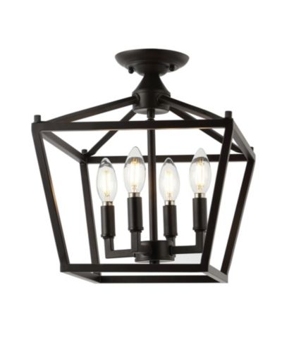 Plains Mini Lantern 4-Light Iron Modern Farmhouse LED Flush Mount