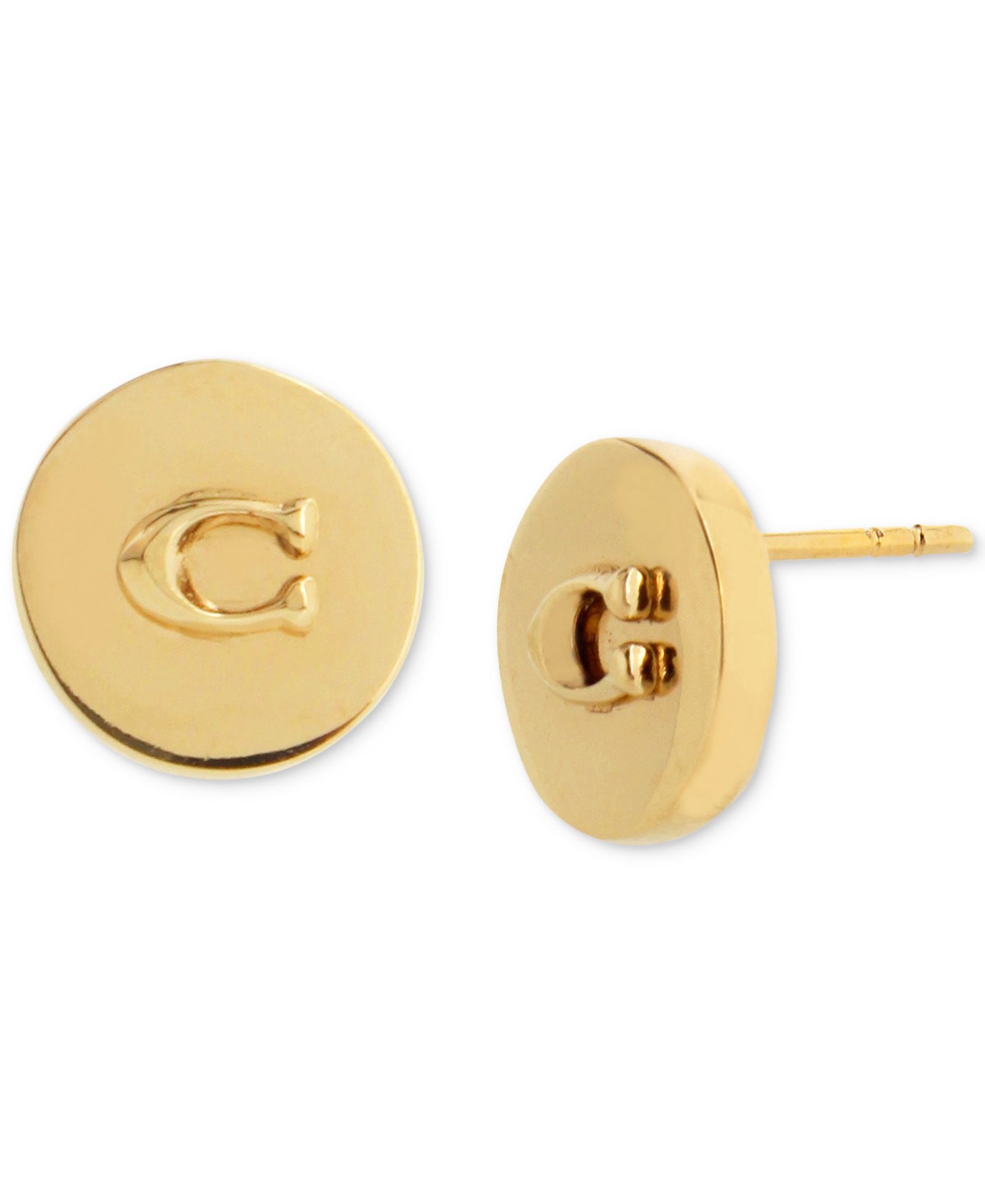 COACH Signature C Disc Stud Earrings