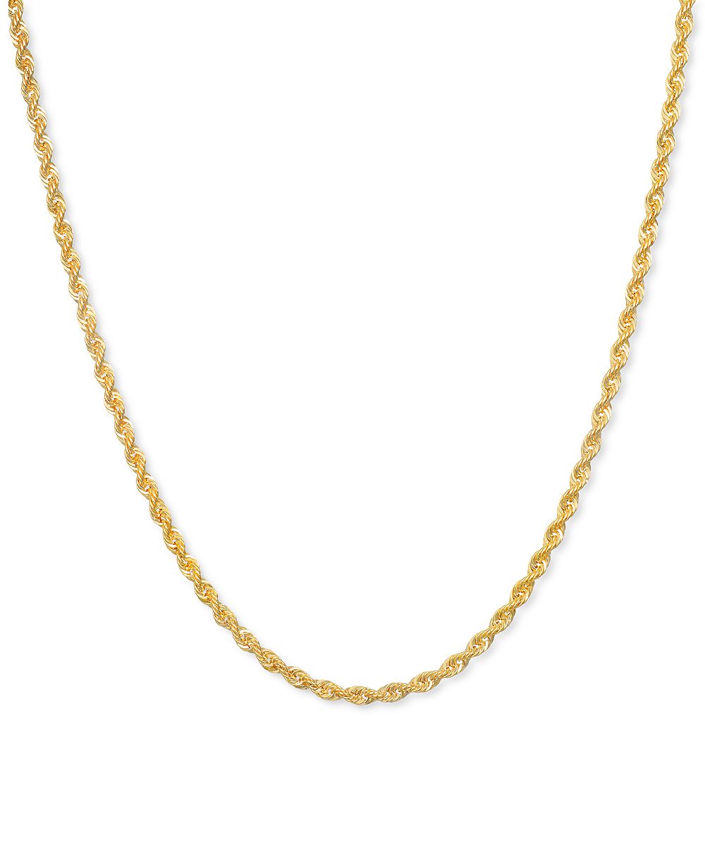 Macy's ожерелье-цепочка Sparkle Rope, 24", 2mm, 14k Gold