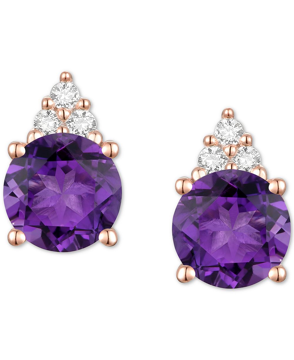 Gemstone & Diamond Accent Stud Earrings