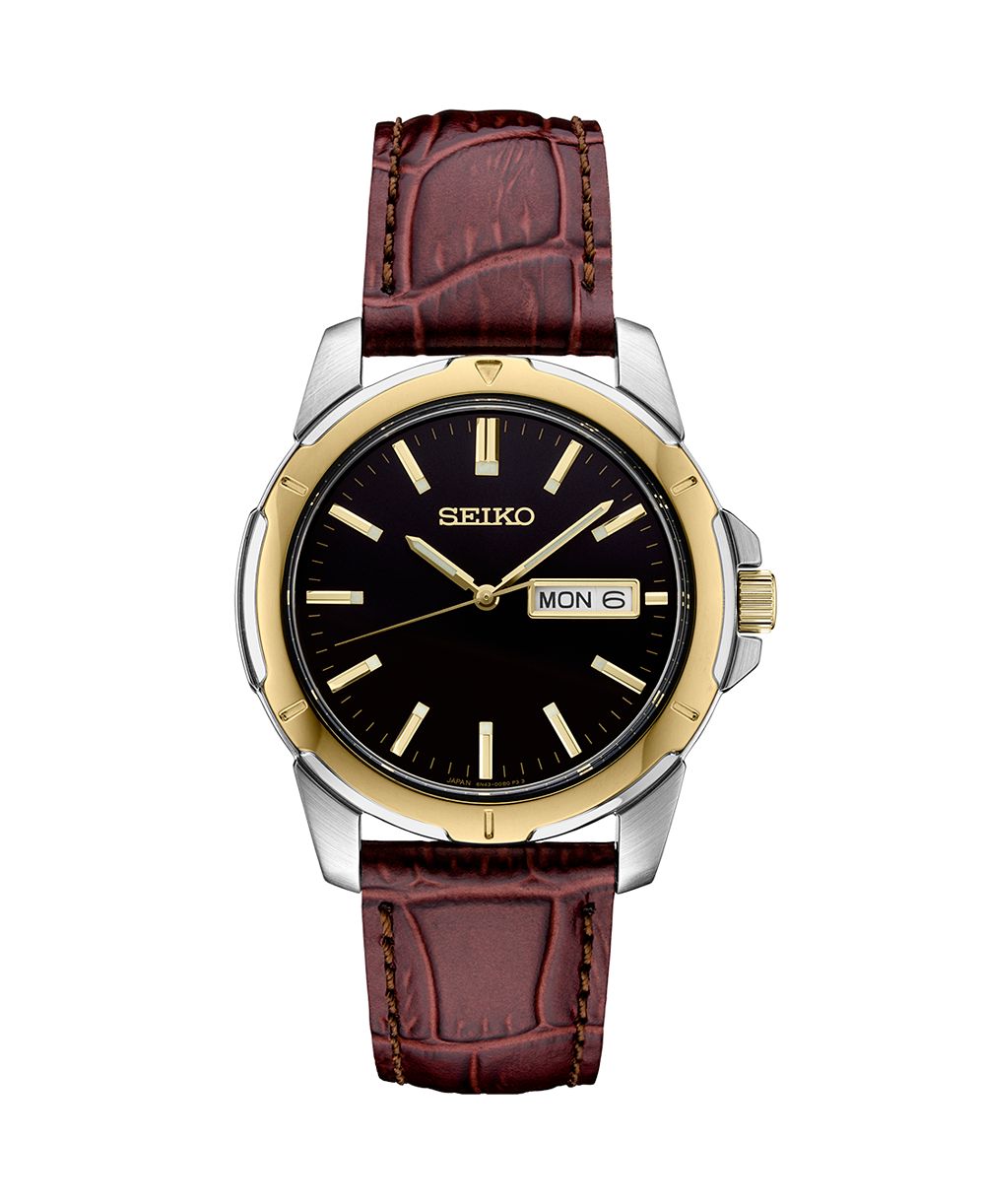 Мужские наручные часы Seiko с двухцветным циферблатом и браслетом из нержавеющей стали, 39,6 мм