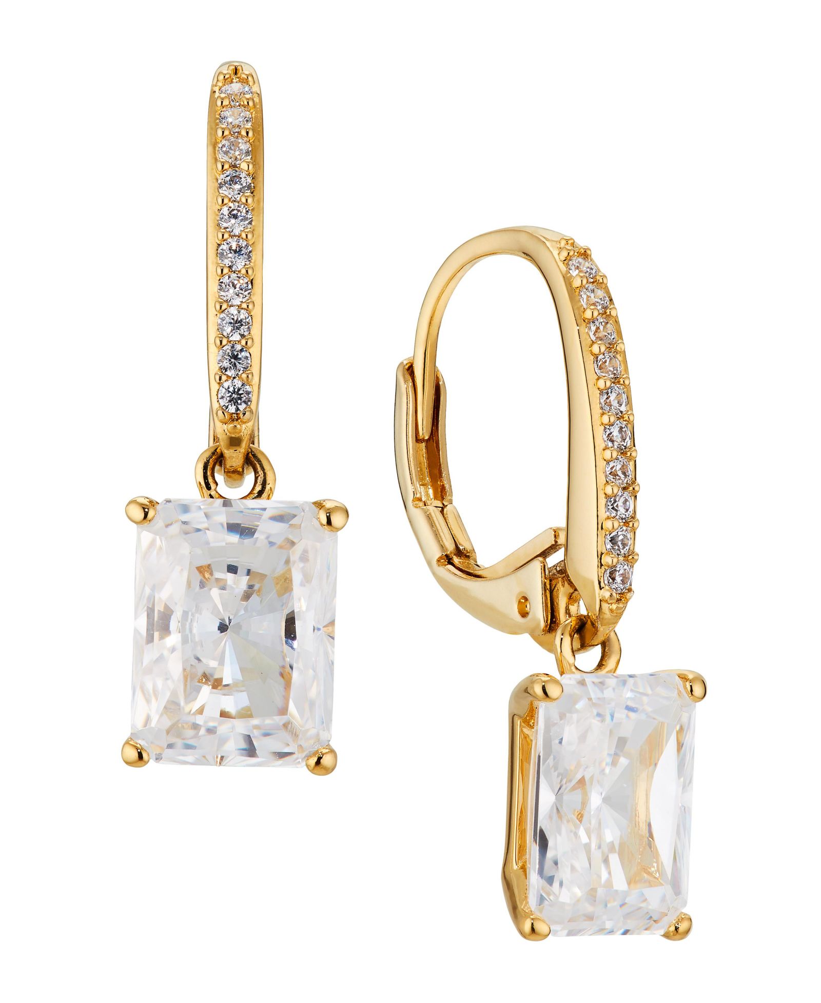Eliot Danori Emerald Cubic Zirconia Leverback Earring, Created for Macy's