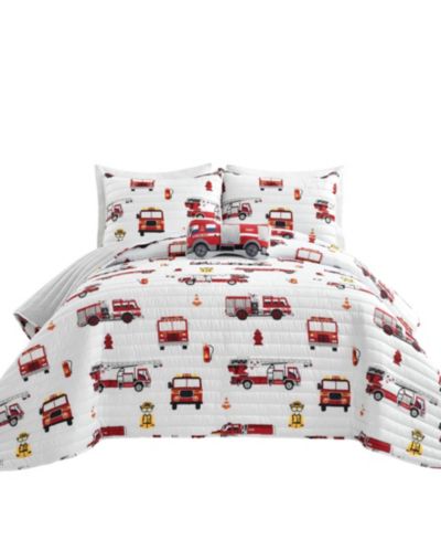 Детский комплект покрывала Lush Décor Fire Truck 3-Pc. Quilt Set, Twin