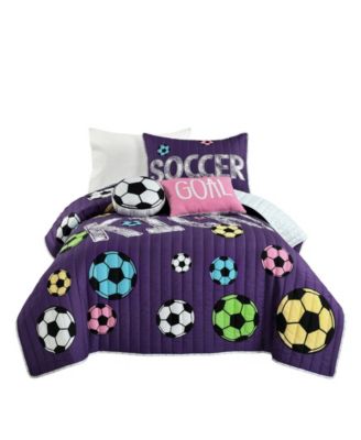 Комплект из 4 стеганых одеял Lush Décor Kids Girls Soccer Kick, Twin/Twin XL