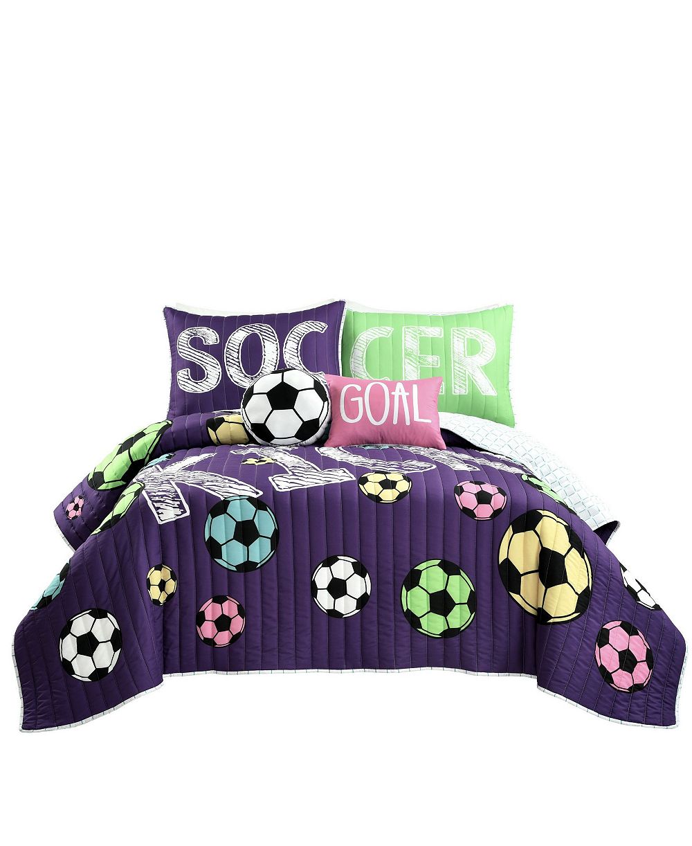 Детский комплект из 5 стеганых покрывал Lush Décor Girls Soccer Kick Full/Queen