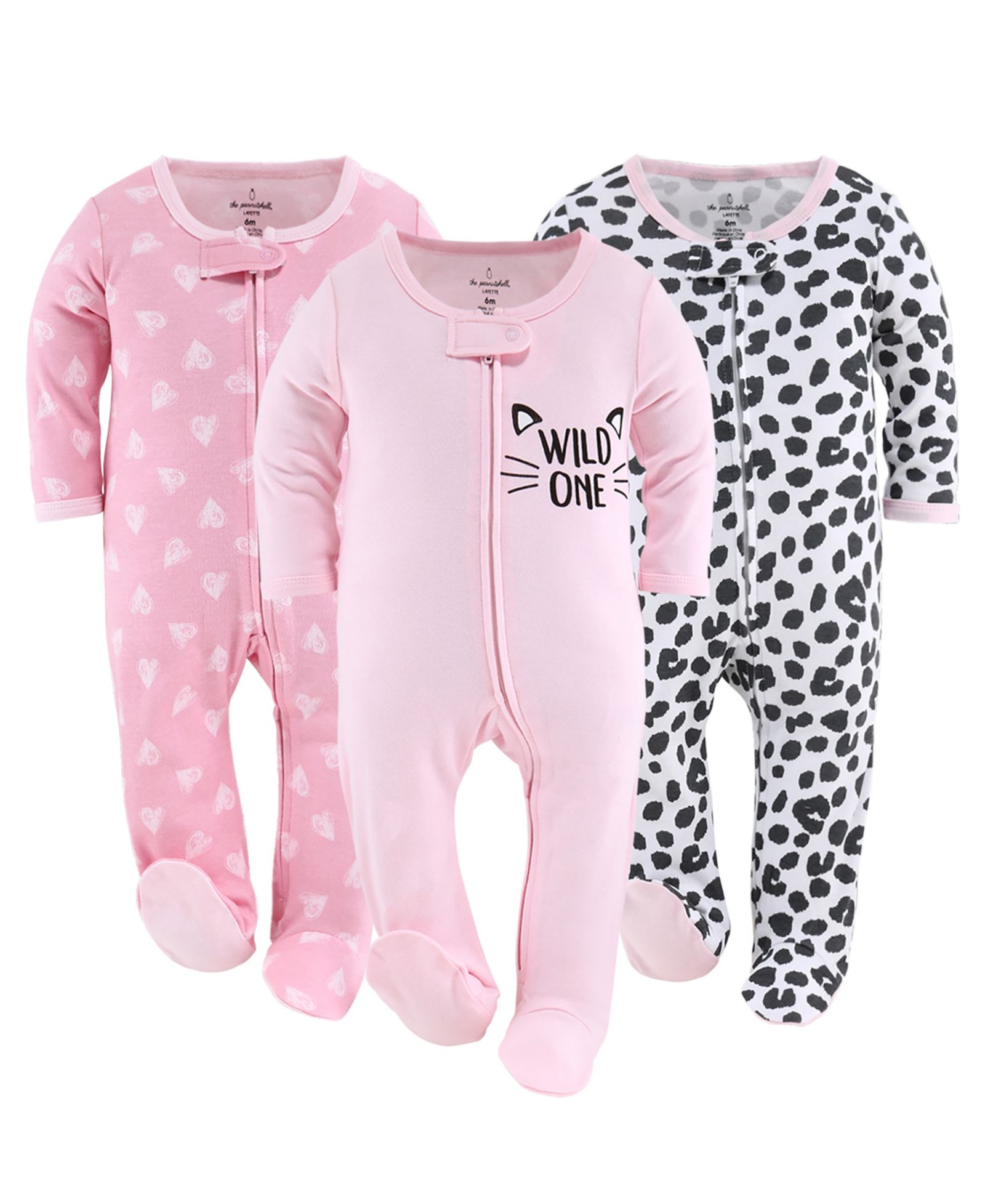 Детский комплект пижам The Peanutshell Sleep n Play, 0-3 Months, Pink, 3-Pack